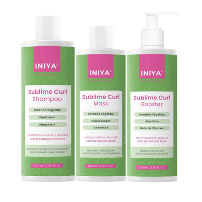 Gamme Iniya Sublime Curl Routine Cheveux Bouclés Shampoing + Masque + Bosster