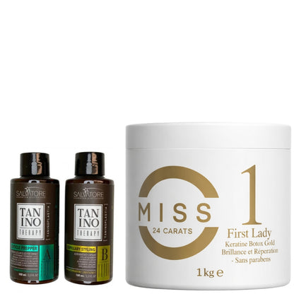 Lissage Au Tanin Tanino Therapy  2x100ml+ Btx Miss 24 Carat 1Kg